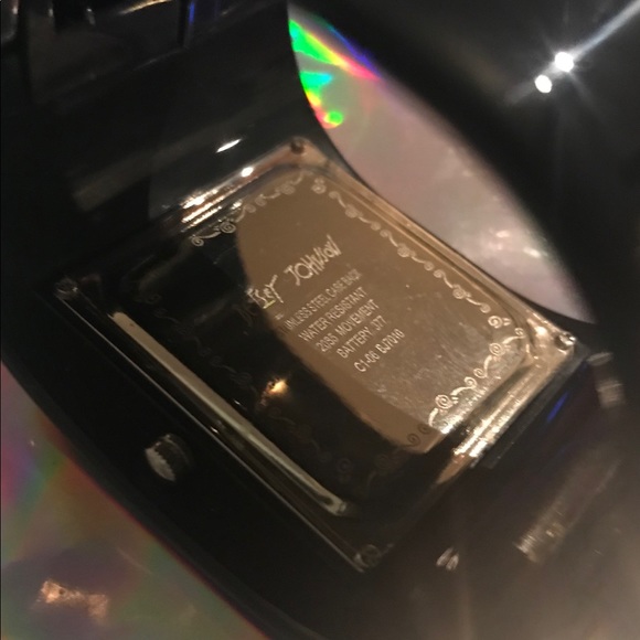 Black lucite crystal bracelet watch Betsey Johnson - Picture 6 of 6